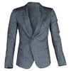 shawl collar single-breasted blazer in grey linen