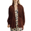 the suede fringe shirt jacket in cognac