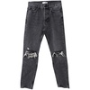 distressed cropped jeans in grey cotton