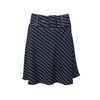 navy belted striped flare mini skirt