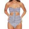 cut out lace back one piece swimsuit in nautical by nature navy