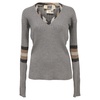 ribbed knit v-neck sweater in grey wool