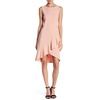 crepe ruffle hem dress in blush