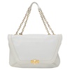 flap bag in white leather