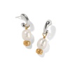 women's meridian petite pearl two tone earrings in silver-pearl