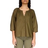 womens poplin crinkled button-down top