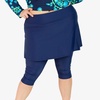 women's plus high waisted flared swim skort with attched capri leggings