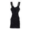 point d'esprit black mini dress