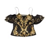 nwt  black sequin embroidered top