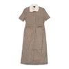 gingham pocket brown sun dress