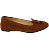 cat face moccasin in brown suede