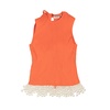 orange cotton knit beaded open back top