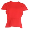 short sleeve peplum blouse in red polyester