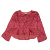 silk cropped floral flounce blouse - red