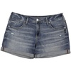 womens mid rise cuffed denim shorts