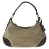 logo jacquard leather/canvas shoulder bag