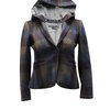 hooded blazer jacket in multicolor wool