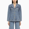 Ganni Blue Vintage Single Breasted Denim Jacket