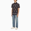 Etro Black Short Sleeved Polo With Paisley Print