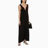 Jil Sander Black Low-Cut Wool Long Dress Women