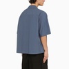 JIL SANDER French Blue Cotton Shirt with Short Sleeves for Men