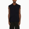 Jil Sander Navy Wool Asymmetrical Jumper