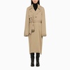 Balenciaga Single-Breasted Beige Cotton Trench Coat Women