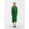 Essentiel Antwerp Elisha Green Leopard Print Draped Midi Dress