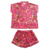 Hot Pink Birds Short Pyjama Set with Piping