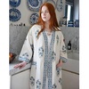 Blue Rose Waffle Cotton Dressing Gown