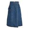 High-Waist Denim Wrap Skirt