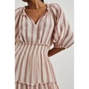 Caterine Multi Stripe Tie Neck Midi Dress Col: Pink Multi, Size: