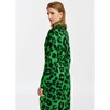 Essentiel Antwerp Elisha Green Leopard Print Draped Midi Dress