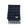 Navy Green Tartan Wool Scarf