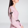 Cold Shoulder V-Neck Dress Pink & Purple