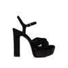 Liddel Black Velvet High Block Heeled Sandals