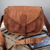 Vida Vintage Leather Saddle Bag Large