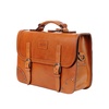 Leather Briefcase In Cuoio Brown