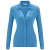 Polo V-Neck Ribbed Knit Cardigan - Glacier Blue