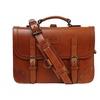 Leather Briefcase In Cuoio Brown