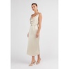 Kamea Beige Satin Cowl Neck Midi Dress