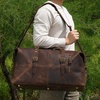 Zip Detail Genuine Leather Holdall - Vintage Dark Brown