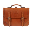 Leather Briefcase In Cuoio Brown