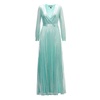 Pleated Metallic Maxi Dress Aqua