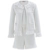 Miyoki Knitted Crop Cardigan & Shorts Matching Set In Off-White