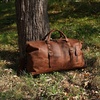 Zip Detail Genuine Leather Holdall - Light Brown