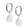 Pearl Hoops - Silver