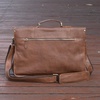 Worn Look Genuine Leather Messenger - Chestnut