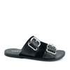 Kelly Black Flat Sandal With Buckle Straps