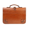 Leather Briefcase In Cuoio Brown